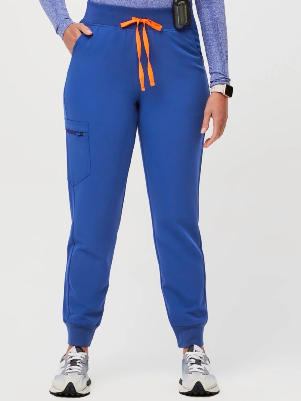 FIGS Women's Royal Blue Jogger SCRUB Pants with Orange Drawstring